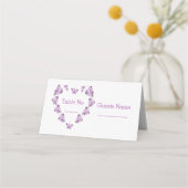 Paarse gekleurde vlinders ontwerp bruiloft plaatskaartje (Voorkant)