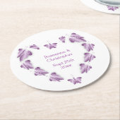 Paarse gekleurde vlinders ontwerp bruiloft ronde kartonnen onderzetter (Gebogen)