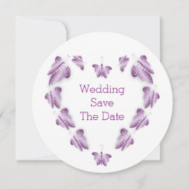 Paarse gekleurde vlinders ontwerp bruiloft save the date