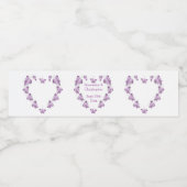 Paarse gekleurde vlinders ontwerp bruiloft waterfles etiket (Enkel label)