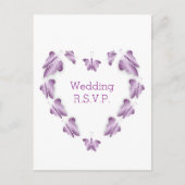 Paarse Gekleurde Vlinders Ontwerp Wedding RSVP Uitnodiging Briefkaart (Voorkant)