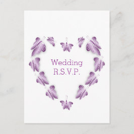 Paarse Gekleurde Vlinders Ontwerp Wedding RSVP Uitnodiging Briefkaart