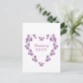 Paarse Gekleurde Vlinders Ontwerp Wedding RSVP Uitnodiging Briefkaart (Staand voorkant)