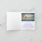 Paarse Gekleurde Wisteria Heart Design Wedding Bedankkaart (Binnen)