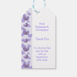 Paarse Gekleurde Wisteria Heart Design Wedding Cadeaulabel