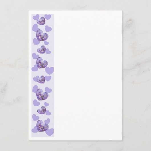 Paarse gekleurde Wisteria Heart Design Wedding Men Menu (Achterkant)