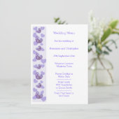Paarse gekleurde Wisteria Heart Design Wedding Men Menu (Staand voorkant)