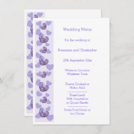 Paarse gekleurde Wisteria Heart Design Wedding Men Menu