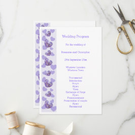 Paarse Gekleurde Wisteria Heart Design Wedding Programmakaart