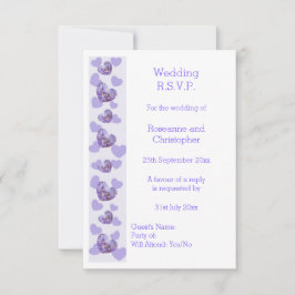 Paarse Gekleurde Wisteria Heart Design Wedding RSVP Kaartje