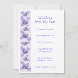 Paarse Gekleurde Wisteria Heart Design Wedding Save The Date