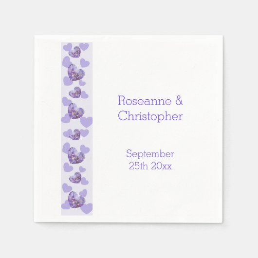 Paarse Gekleurde Wisteria Heart Design Wedding Servet (Voorkant)