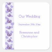 Paarse Gekleurde Wisteria Heart Design Wedding Vierkante Sticker (Voorkant)