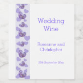 Paarse Gekleurde Wisteria Heart Design Wedding Wijn Etiket (Enkel label)
