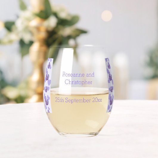 Paarse Gekleurde Wisteria Heart Design Wedding Wijnglas Zonder Voet (Insitu (Huwelijk))