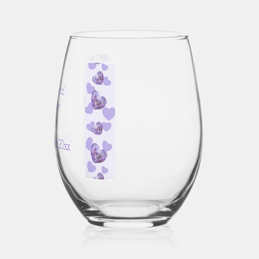 Paarse Gekleurde Wisteria Heart Design Wedding Wijnglas Zonder Voet (Links)