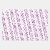 Paarse gekoppelde harten patronen voor het ompakke inpakpapier vel (Voorkant 3)