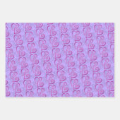 Paarse gekoppelde harten patronen voor het ompakke inpakpapier vel (Voorkant 2)