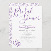 Paarse gekoppelde harten Vrijgezellenfeest Sjabloo Kaart (Voorkant / Achterkant)