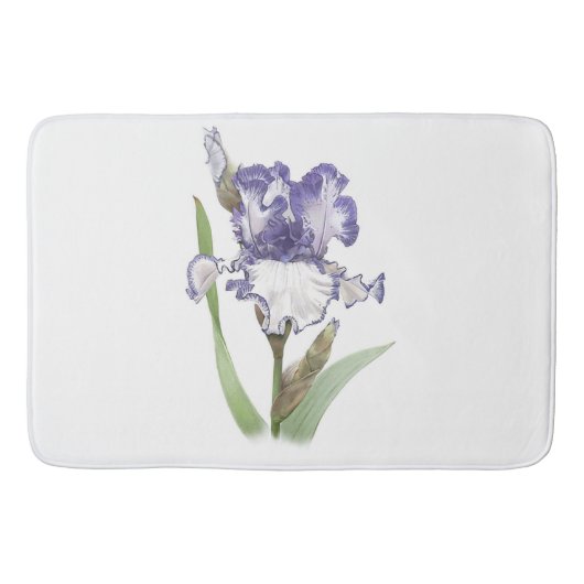 Paarse gekreukelde Iris Bloem Ontwerp Badmat (Voorkant)