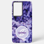 Paarse gekreukt papiermonogram samsung galaxy hoesje (Achterkant)