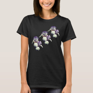 Paarse gekruiste Iris Flowers T-shirt