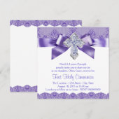 Paarse-gelaatskruis Eerste Heilige Communie Kaart (Voorkant / Achterkant)