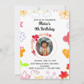 Paarse Gele Aangepaste Kinderverjaardagsuitnodigin Kaart (Voorkant)