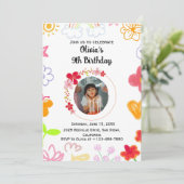 Paarse Gele Aangepaste Kinderverjaardagsuitnodigin Kaart (Staand voorkant)