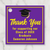 Paarse Gele Afstuderen Custom Graduation Party Bedankjes Labels (Voorkant)