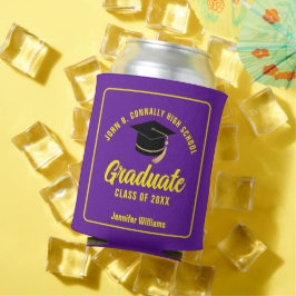 Paarse Gele Afstuderen Custom Graduation Party Blikjeskoeler