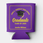 Paarse Gele Afstuderen Custom Graduation Party Blikjeskoeler (Voorkant)