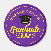 Paarse Gele Afstuderen Custom Graduation Party Magneet (Voorkant)