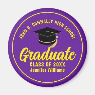 Paarse Gele Afstuderen Custom Graduation Party Magneet