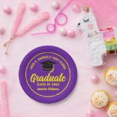 Paarse Gele Afstuderen Custom Graduation Party Papieren Bordje (Feest)