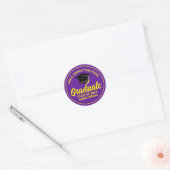 Paarse Gele Afstuderen Custom Graduation Party Ronde Sticker (Envelop)