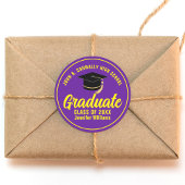 Paarse Gele Afstuderen Custom Graduation Party Ronde Sticker