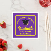 Paarse Gele Afstuderen Custom Graduation Party Servet (Insitu)
