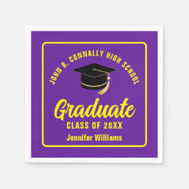 Paarse Gele Afstuderen Custom Graduation Party Servet