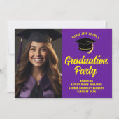 Paarse Gele Afstuderen Foto 2025 Afstudeerfeest Kaart (Voorkant)