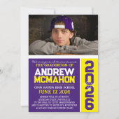 Paarse & gele Afstuderen foto aankondiging (Voorkant)