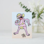 Paarse Gele Bikini Monster Briefkaart (Staand voorkant)