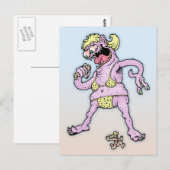 Paarse Gele Bikini Monster Briefkaart (Voorkant / Achterkant)