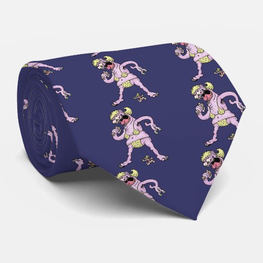 Paarse Gele Bikini Monster Stropdas (Opgerold)