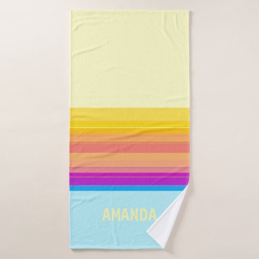 Paarse gele blauwe strepen badhanddoek (Badhanddoek)
