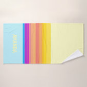 Paarse gele blauwe strepen badhanddoek (Badhanddoek)