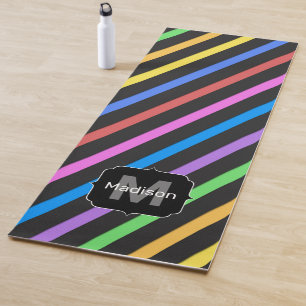 Paarse gele blauwe strepen Monogram Yogamat