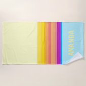 Paarse gele blauwe strepen strandlaken (Voorkant)