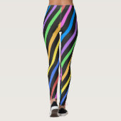 Paarse gele blauwe strepen voor zwarte trippy leggings (Achterkant)