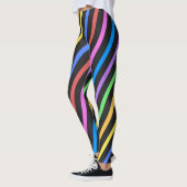 Paarse gele blauwe strepen voor zwarte trippy leggings (Links)